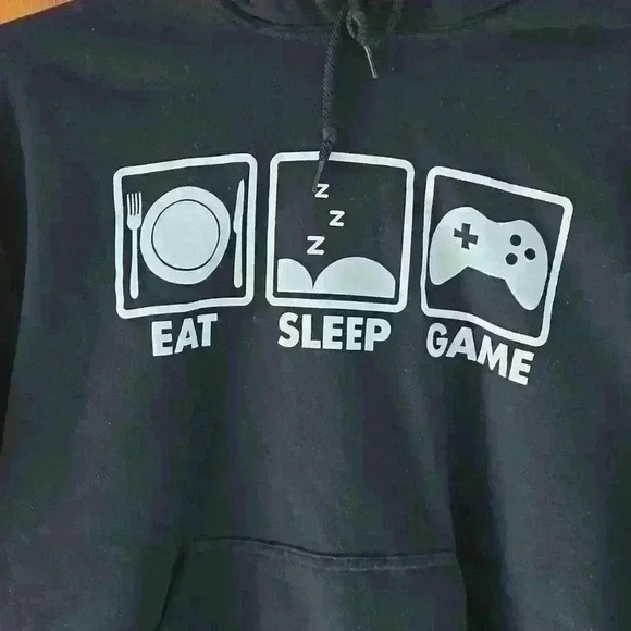 Gildan,  "gaming" sweatshirt hoodie .Black, size men's Medium. - Picture 2 of 4